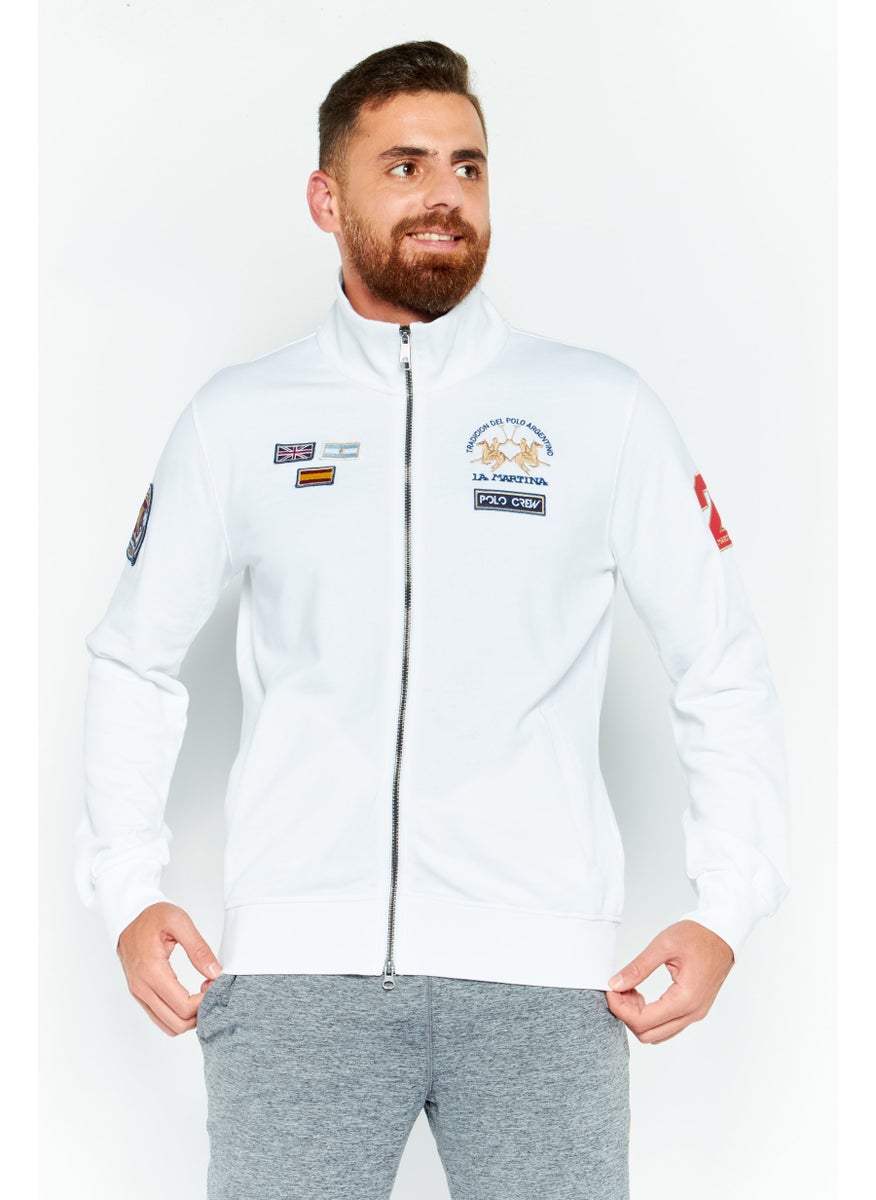 La Martina Men High Neck Long Sleeve Embroidered Logo Sweatshirt, White  - Image 1