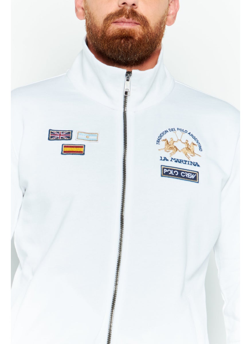 La Martina Men High Neck Long Sleeve Embroidered Logo Sweatshirt, White  - Image 3