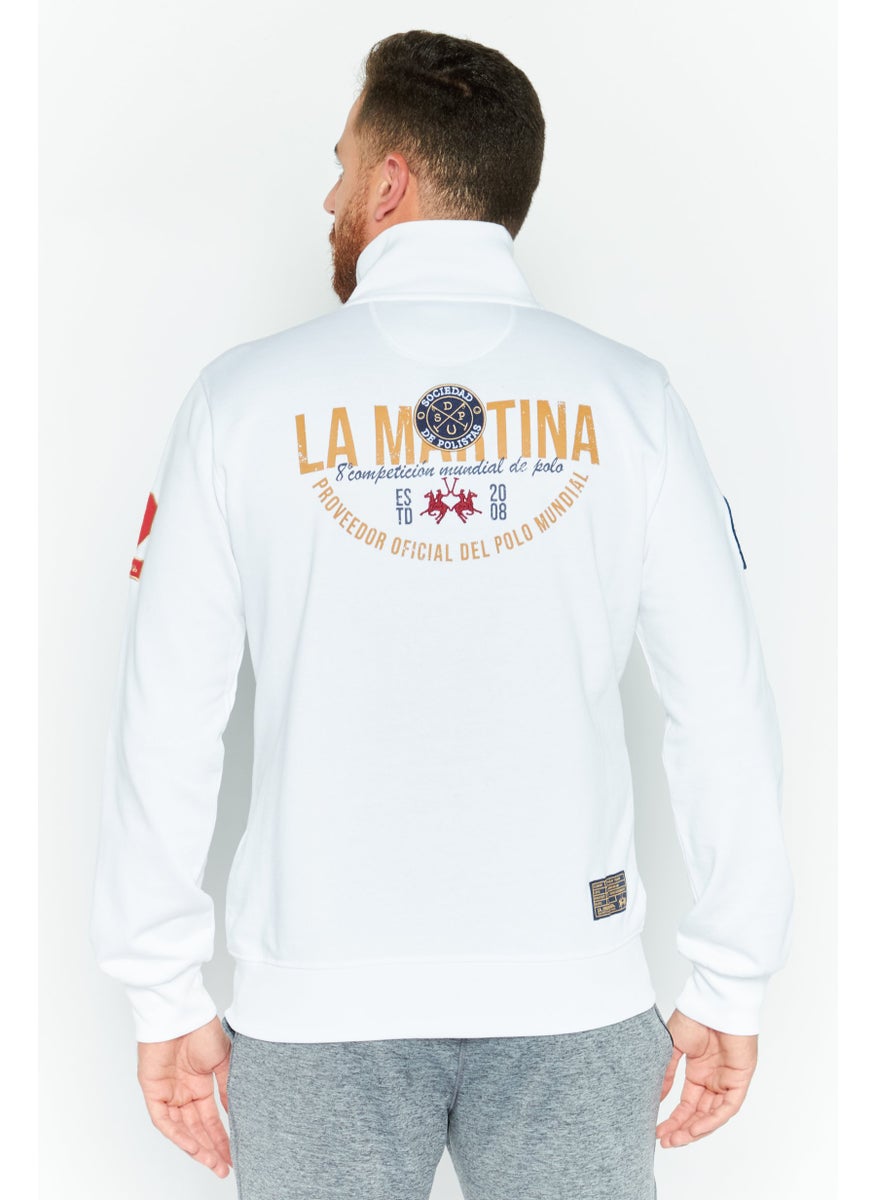 La Martina Men High Neck Long Sleeve Embroidered Logo Sweatshirt, White  - Image 2
