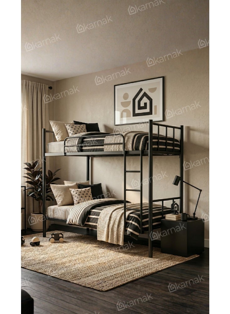 Karnak Casio Heavy Duty Steel Bunk Bed 90 x 190 cm Double Deck Bunk Bed Frame for Home & Shared Spaces (Black) - Image 4