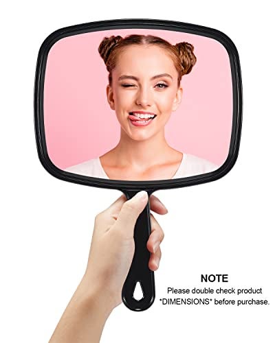PROTECLE Large Hand Mirror, Salon Barber Hairdressing Handheld Mirror with Handle (Square Black 10.3"x7.4") - Image 3