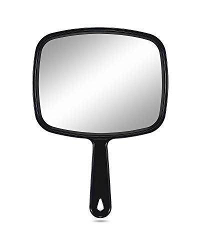 PROTECLE Large Hand Mirror, Salon Barber Hairdressing Handheld Mirror with Handle (Square Black 10.3"x7.4") - Image 1