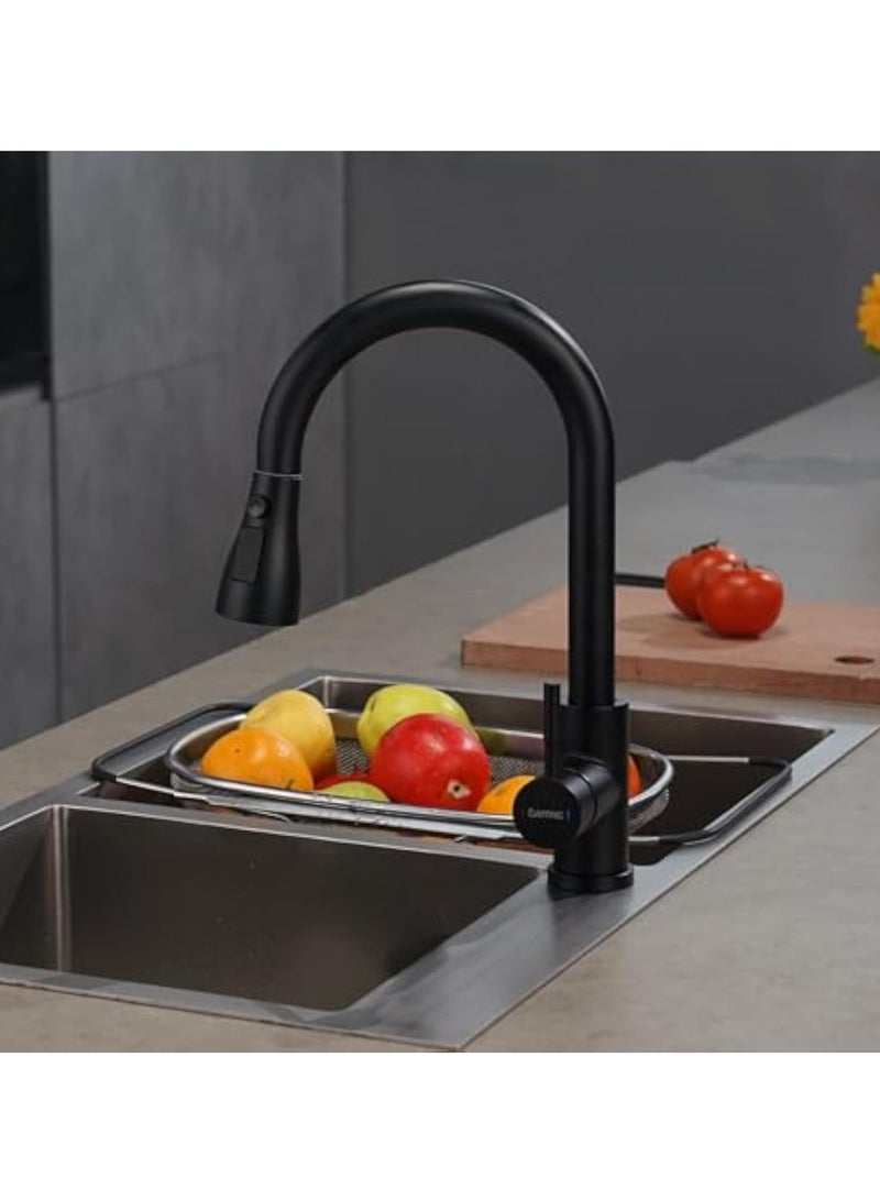YelaJoy Black Kitchen Faucet, Kitchen Sink Mixer Tap with Pull Down Sprayer Matte Black, 1 Hole Stainless Steel Kitchen Mixer 3 Modes - Image 2