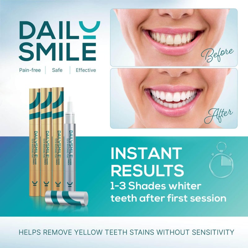 DailySmile مجموعة تبييض الأسنان من دايلي سمايل مع ضوء LED - مصممة للأسنان الحساسة، بدون استخدام اليدين، ضوء LED مقاوم للماء و 4 أقلام جل، نتائج فورية - Image 3