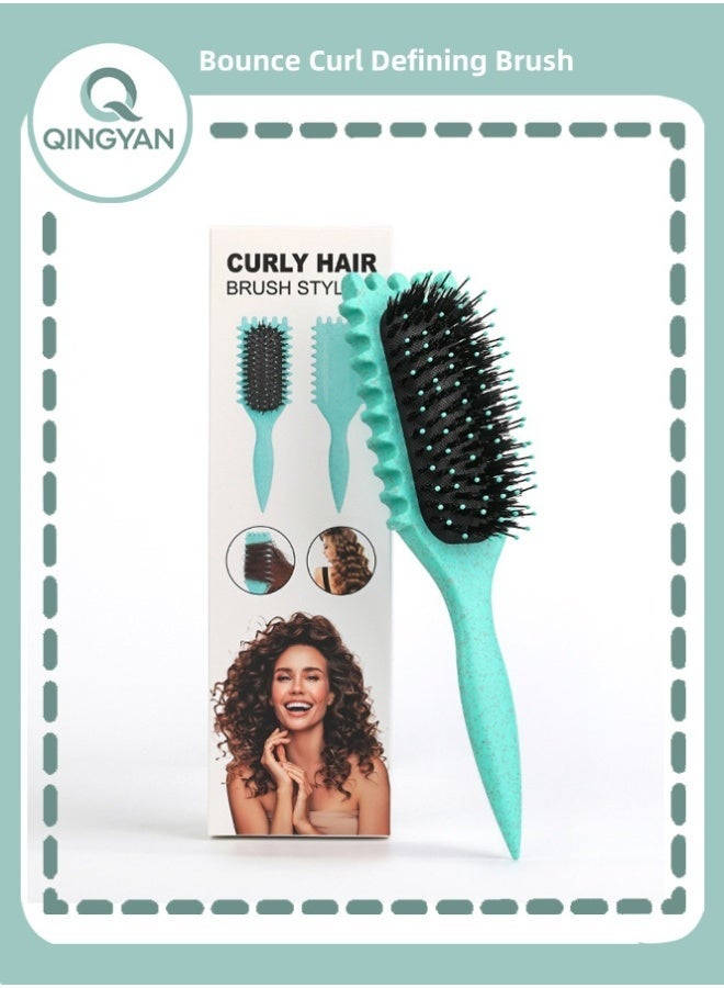 QINGYAN Bounce Curl Brush,Bounce Curl Defining Brush,Curl Defining Brush,Hair Brush Styling Brush,Shaping and Defining Curls for Women Girls (Color :Green) - Image 1
