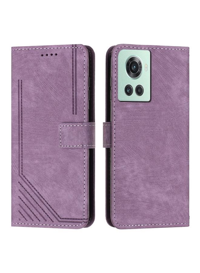 اس-توب جراب هاتف OnePlus Ace 5G من الجلد بتصميم مخطط مع حبل تعليق - Image 2