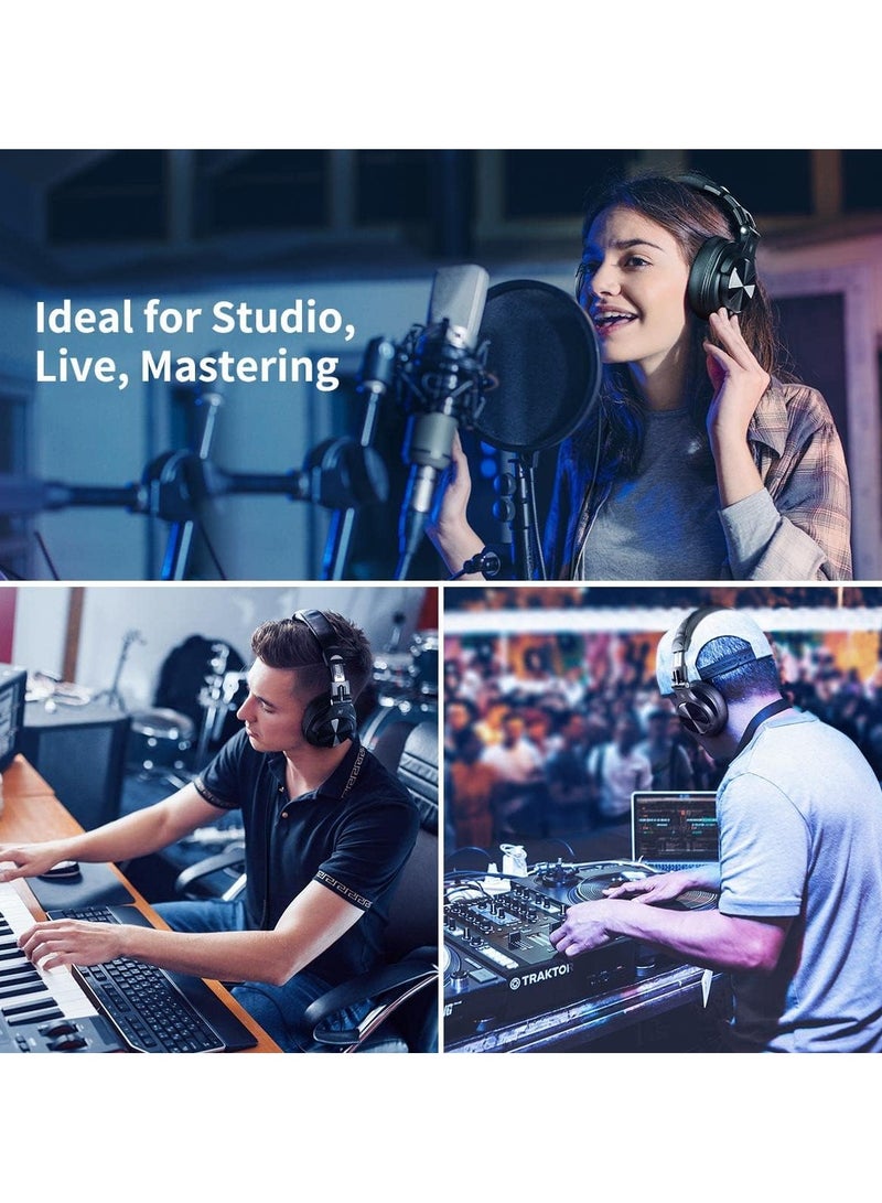 OneOdio A71 Hi-Res Studio Recording Headphones - Wired Over Ear Headphones with SharePort, Professional Monitoring & Mixing Foldable Headphones with Stereo Sound (Black) - Image 4