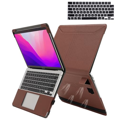 TT TYTX TYTX Compatible with MacBook Pro 14 Inch Case, PU Leather MacBook Case with Vents and Stand for 2021-2025 Release M5 A3434 M4 A3112 A3185 A3401 A2918 A2992 A2779 A2442, Brown - Image 1