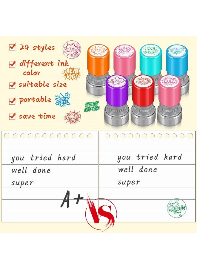 Yinder 24 Pcs Teacher Stamps for Classroom Self Inking Classroom Stamps for Teachers Elementary Colorful Motivational Encouraging Stamp Gifts Christmas(Hero) - Image 3