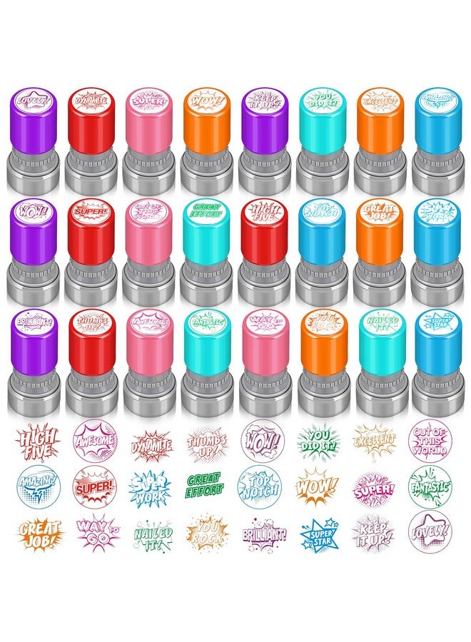 Yinder 24 Pcs Teacher Stamps for Classroom Self Inking Classroom Stamps for Teachers Elementary Colorful Motivational Encouraging Stamp Gifts Christmas(Hero) - Image 1