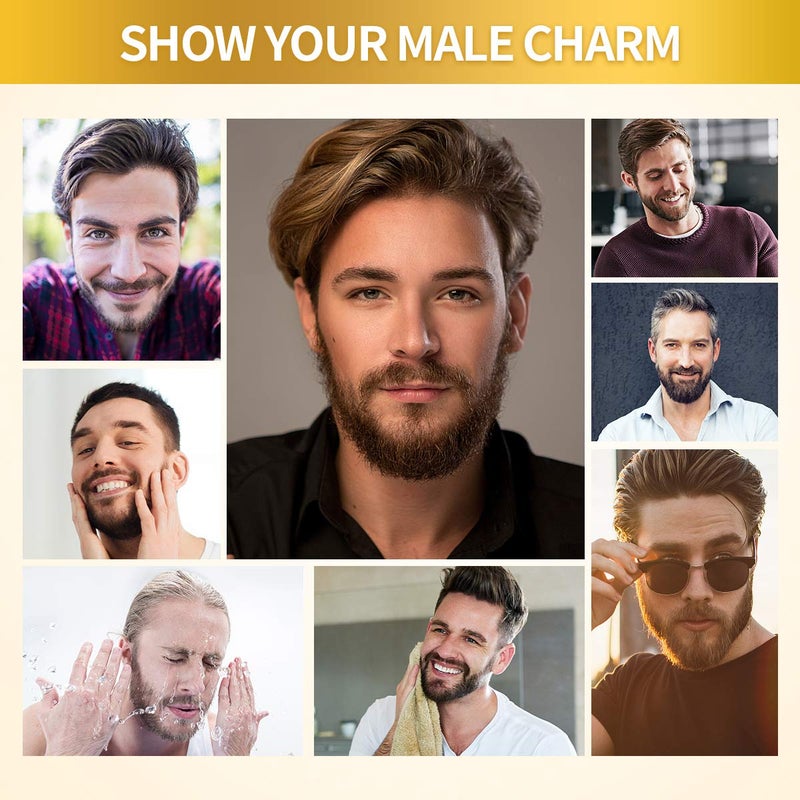 POP MODERN.C Beard Growth Oil With Biotin Caffeine, Stimulate Beard Growth Serum For Facial Hair Treatment, Promote Hair Regrowth For Men Full Longer Masculine Thick Male Beard Gift - Image 4