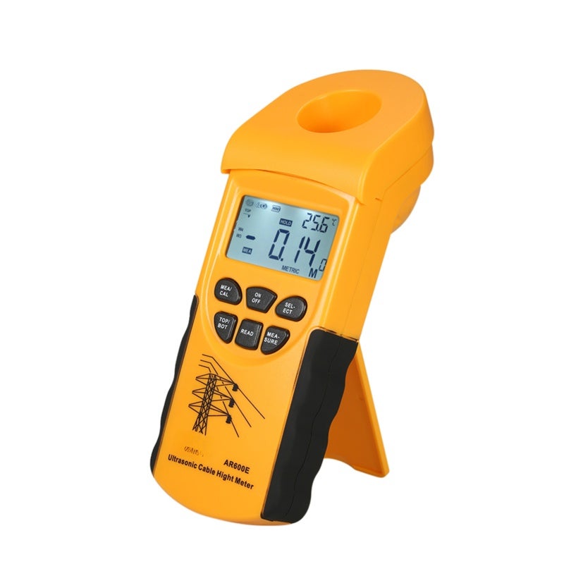 Ultrasonic Cable Height Meter: Yellow Digital Backlight LCD Display - Wide 3-23mm Cable Height Range & 3-18m Horizontal Range High Accuracy Sensor For Power Line Maintenance & Outdoor Cable Inspection - Image 1