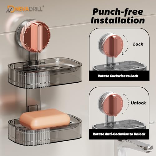 NEVADRILL Vacuum Sucker Soap Box – Punch-Free Wall Mounted Soap Holder for Bathroom & Kitchen, No-Drill Suction Cup Design [ND-1002RG] - Image 3