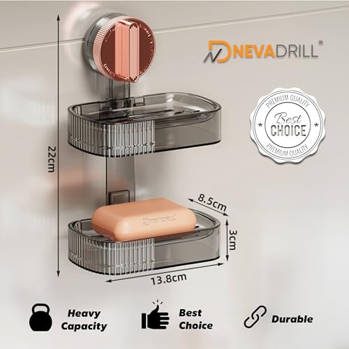 NEVADRILL Vacuum Sucker Soap Box – Punch-Free Wall Mounted Soap Holder for Bathroom & Kitchen, No-Drill Suction Cup Design [ND-1002RG] - Image 2