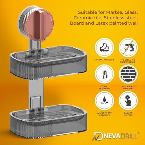 NEVADRILL Vacuum Sucker Soap Box – Punch-Free Wall Mounted Soap Holder for Bathroom & Kitchen, No-Drill Suction Cup Design [ND-1002RG] - Image 4