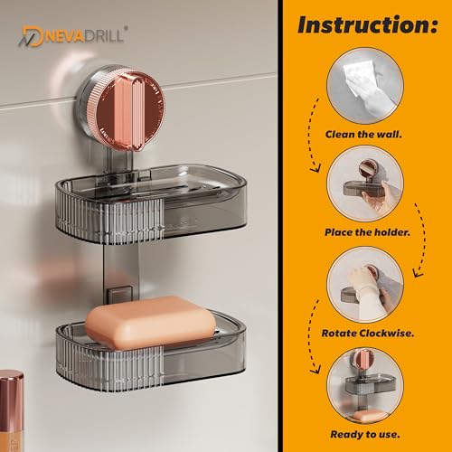 NEVADRILL Vacuum Sucker Soap Box – Punch-Free Wall Mounted Soap Holder for Bathroom & Kitchen, No-Drill Suction Cup Design [ND-1002RG] - Image 5