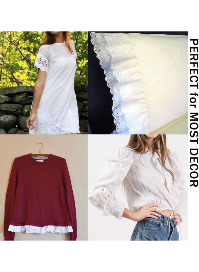 صدفي العيينة الدانتيل تقليم الأبيض، 10 سم واسعة 5 ياردة نسيج القطن الدانتيل تقليم، لحرف الخياطة فستان مفرش المائدة البطانيات الملابس الزينة