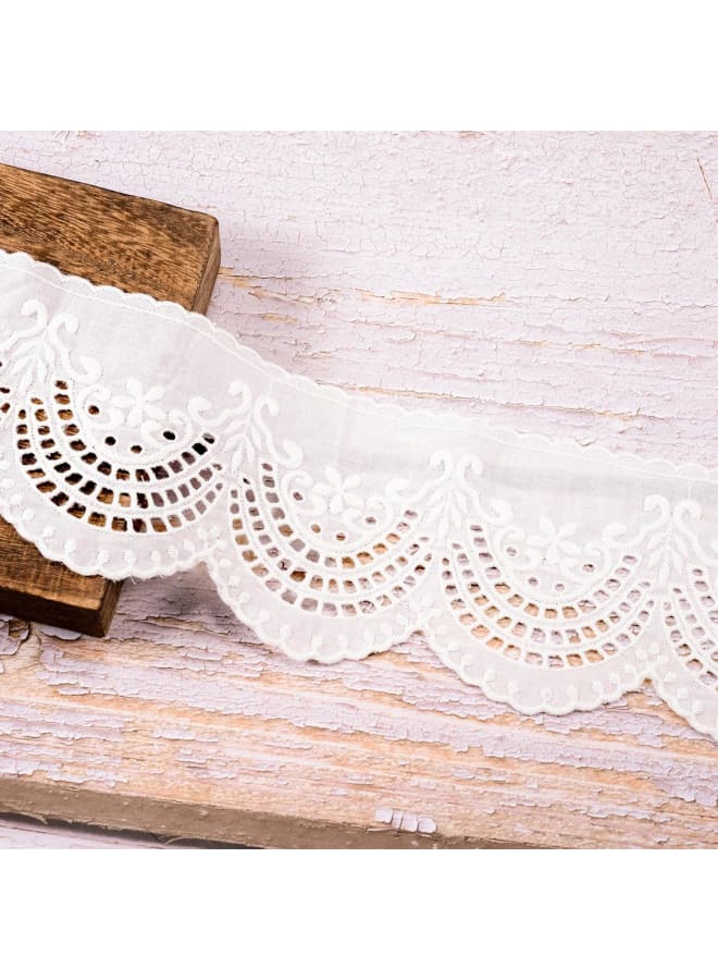 صدفي العيينة الدانتيل تقليم الأبيض، 10 سم واسعة 5 ياردة نسيج القطن الدانتيل تقليم، لحرف الخياطة فستان مفرش المائدة البطانيات الملابس الزينة