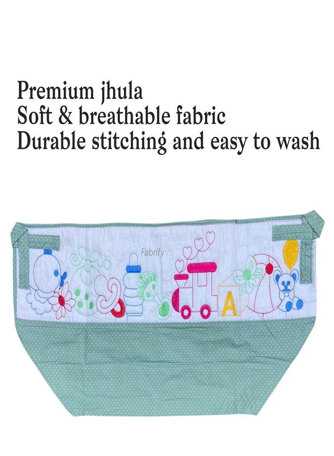 Fabrify Premium Cotton Baby Hammock Ghodiyu/Khoyu Soft Cotton Cloth Swing Cradle Safety with Mosquito Net Cover with Zipper (Pista) - Image 4