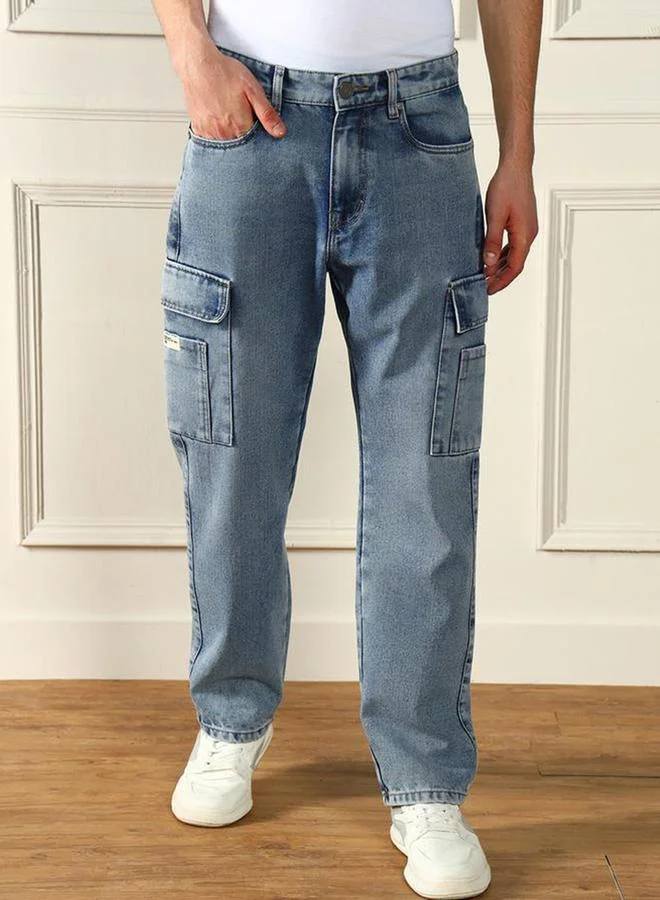 Dennis Lingo Mid Rise Relaxed Fit Cargo Pockets Jeans by Styli