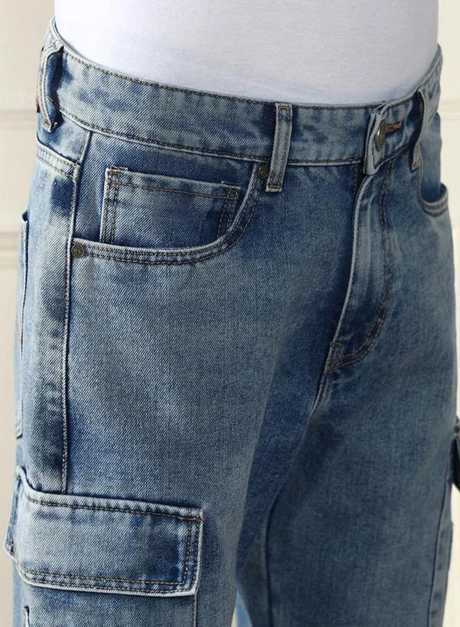Dennis Lingo Mid Rise Relaxed Fit Cargo Pockets Jeans by Styli