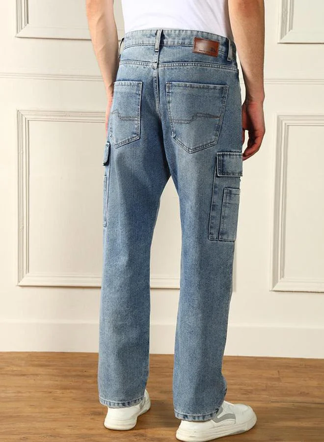 Dennis Lingo Mid Rise Relaxed Fit Cargo Pockets Jeans by Styli
