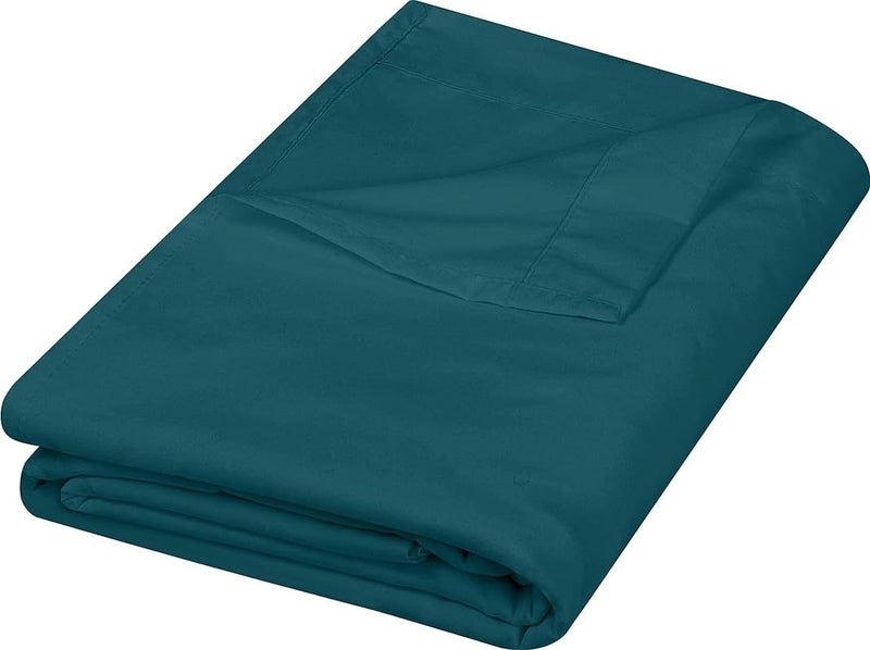 UmI. Brand Umi Flat Double Bed Bedsheet Soft Brushed Microfiber Fabric Shrinkage Fade Resistant Top Sheet Easy Care 1 King Size Bedsheet and 2 Pillow Covers 92x102 Inches Teal - Image 5