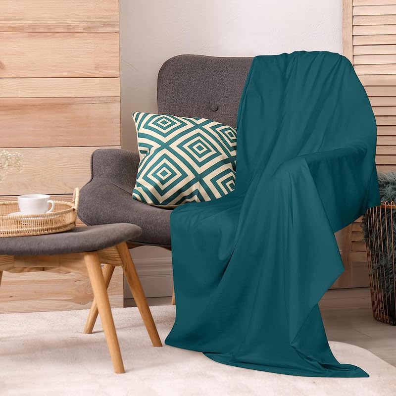 UmI. Brand Umi Flat Double Bed Bedsheet Soft Brushed Microfiber Fabric Shrinkage Fade Resistant Top Sheet Easy Care 1 King Size Bedsheet and 2 Pillow Covers 92x102 Inches Teal - Image 4