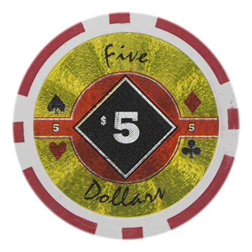 Brybelly Black Diamond Poker Chip Heavyweight 14-gram Clay Composite – Pack of 50 ($5 Red) - Image 5
