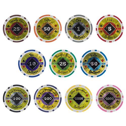 Brybelly Black Diamond Poker Chip Heavyweight 14-gram Clay Composite – Pack of 50 ($5 Red) - Image 4
