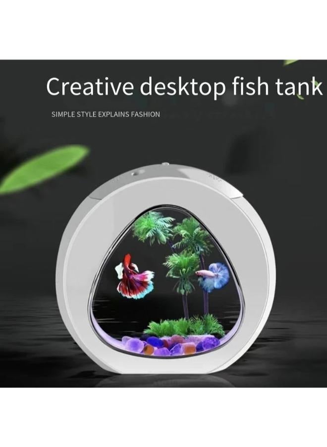 حوض السمك الإبداعي الصغير لسطح المكتب مع إضاءة LED بمقاسين - Image 3