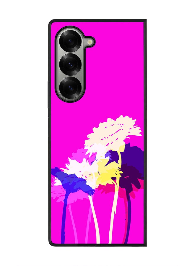 Stylizedd Rugged Black edge case for Samsung Galaxy Z Fold6, Slim fit Soft Case Flexible Anti Drop TPU Gel Thin Cover -  Bleeding Flowers (Pink) - Image 1