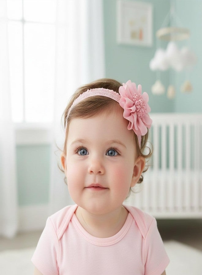 SYGA 3 Pcs Baby Girl Headband Soft Flower Bow Strechable Hairband Suitable For Newborns, Infants, Toddlers And Kids 0-3 Years(Color - 1006),Multi - Image 5