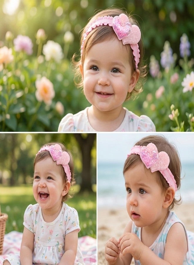 SYGA 3 Pcs Baby Girl Headband Soft Flower Bow Strechable Hairband Suitable For Newborns, Infants, Toddlers And Kids 0-3 Years(Color - 1006),Multi - Image 2