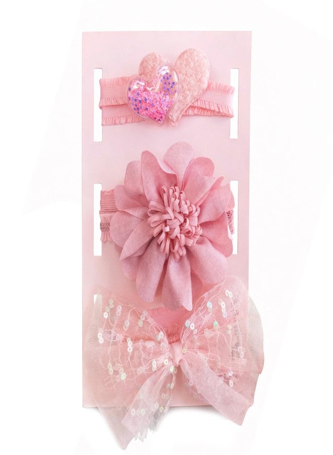 SYGA 3 Pcs Baby Girl Headband Soft Flower Bow Strechable Hairband Suitable For Newborns, Infants, Toddlers And Kids 0-3 Years(Color - 1006),Multi - Image 1