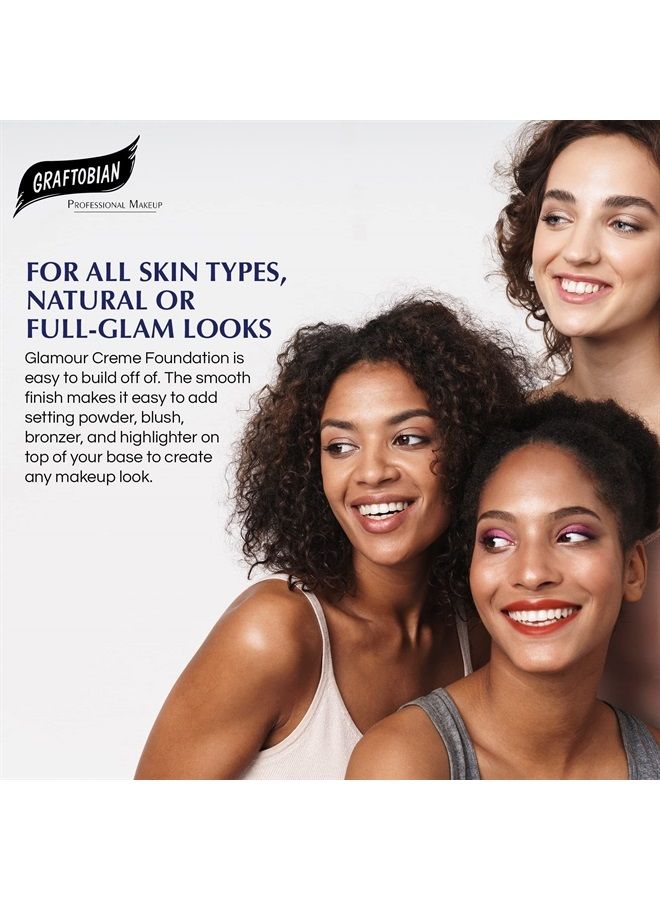 Graftobian HD Glamour Crème Foundation 1/2oz, Weightless Full Coverage Makeup, 65 Inclusive Shades, For All Skin Types, Natural or Full-Glam Looks, For Professionals and Beginners, Winter Wheat