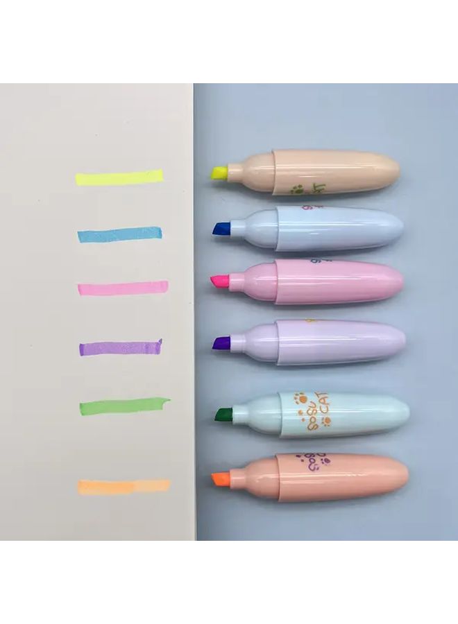 5 Packs 30 Pieces Cat Paw Highlighters 6 Color Markers Portable For School Office - Image 4