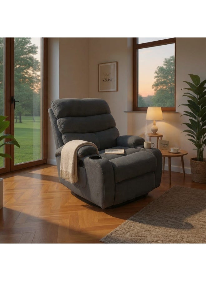 NZONE STORE Grey Rocking and Swivel Recliner Chair - Comfortable and Luxurious Design - Image 1