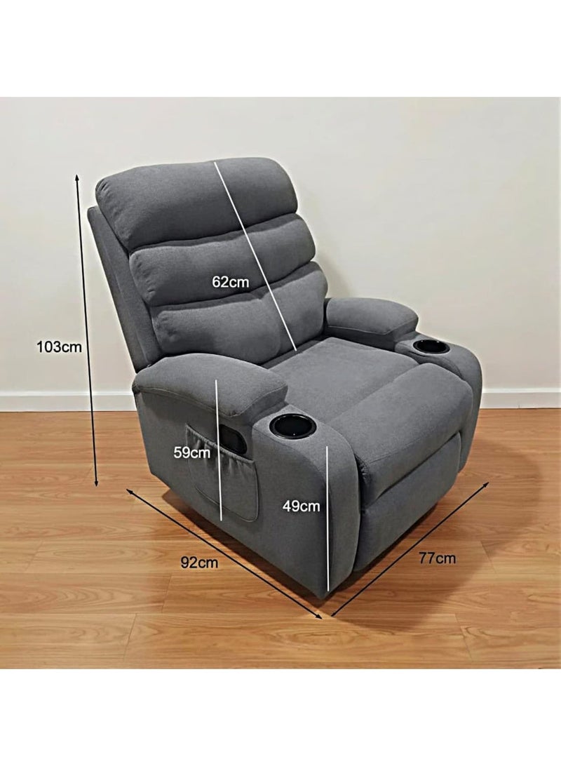 NZONE STORE Grey Rocking and Swivel Recliner Chair - Comfortable and Luxurious Design - Image 4