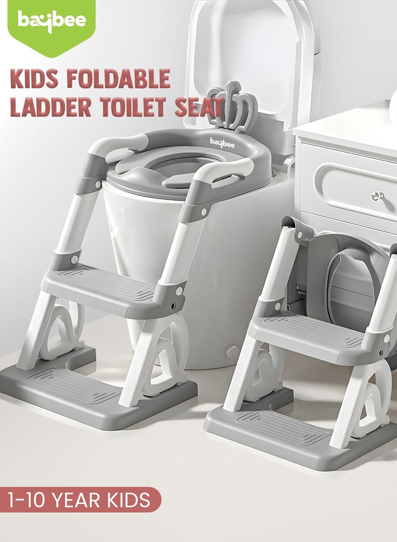 BAYBEE Royal Baby Potty Seat for Kids With Ladder For Western Toilets Kids Toilet Potty Training Seat For Baby With Handle Cushion Kids Potty Chair Kids Potty Seat For Baby Kids 1 To 10 Years Boy Girl Grey - Image 2