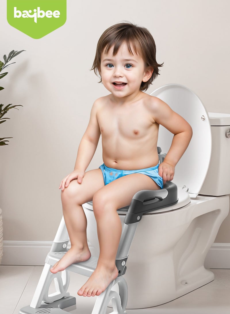 BAYBEE Royal Baby Potty Seat for Kids With Ladder For Western Toilets Kids Toilet Potty Training Seat For Baby With Handle Cushion Kids Potty Chair Kids Potty Seat For Baby Kids 1 To 10 Years Boy Girl Grey - Image 3