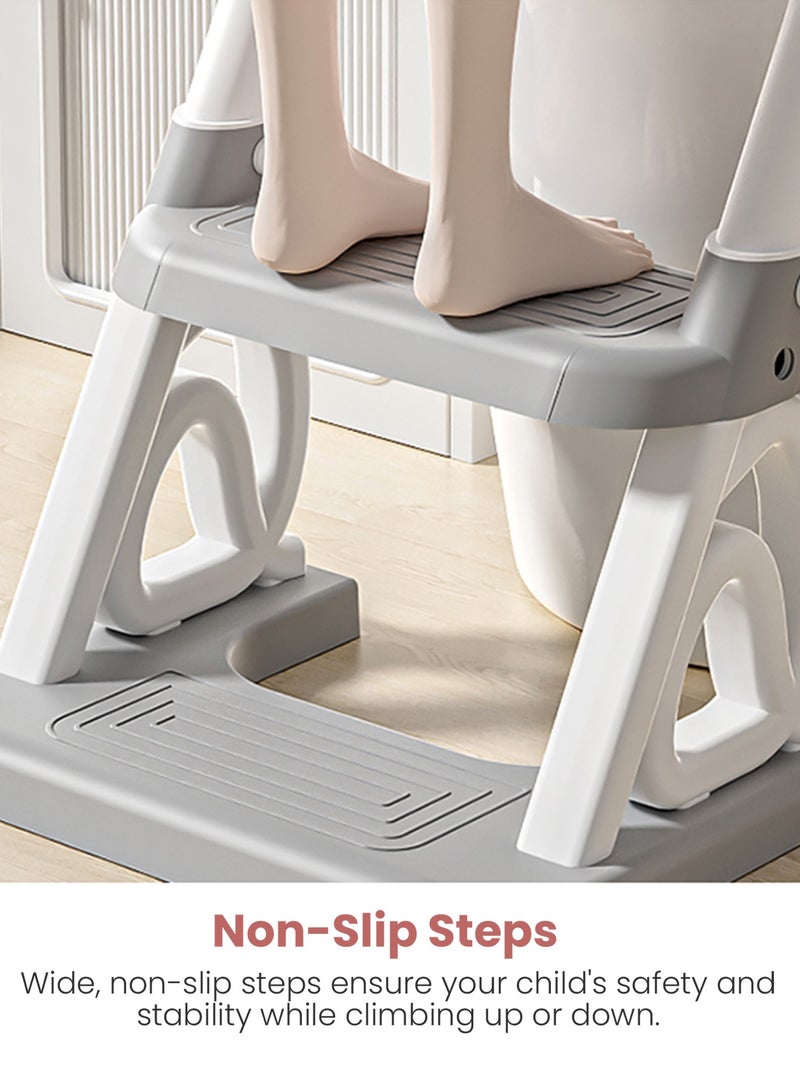 BAYBEE Royal Baby Potty Seat for Kids With Ladder For Western Toilets Kids Toilet Potty Training Seat For Baby With Handle Cushion Kids Potty Chair Kids Potty Seat For Baby Kids 1 To 10 Years Boy Girl Grey - Image 5