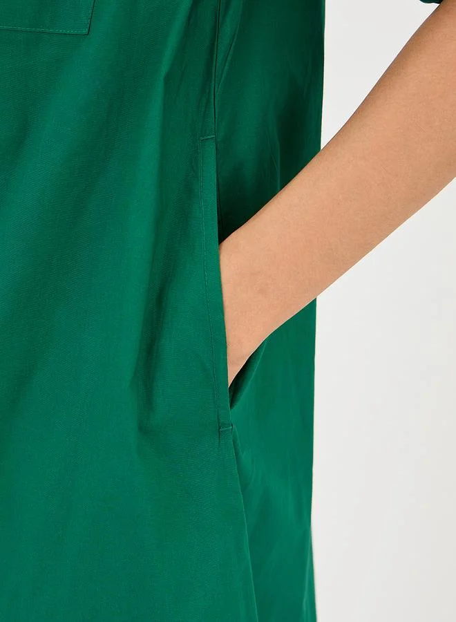 Femmella Green Poplin Button Down Knee Length Dress