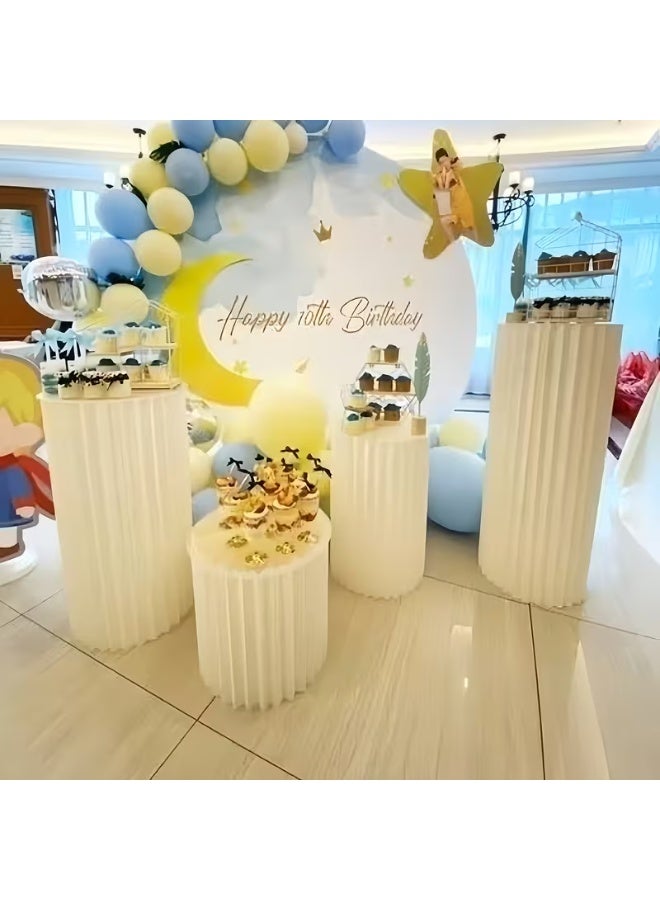 إيروريكس مجموعة 4 قطع - أسطوانة ورقية قابلة للطي لطاولة الحلوى لعيد الميلاد والزفاف - عمود روماني ديكوري قابل للطي لطاولة الحلوى، مناسب للزفاف وأعياد الميلاد والفعاليات والمناسبات، بدون لوح أكريليك، طاولة كيك، حامل عرض قابل للطي، منصة قابلة للطي، ديكور للحفلات، تنسيق فعاليات، عرض أنيق، ديكور خفيف الوزن، خامة متينة، مناسب لمنسقي الفعاليات - Image 4