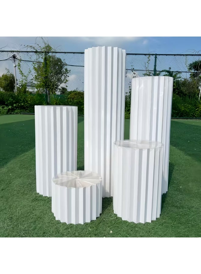 إيروريكس مجموعة 4 قطع - أسطوانة ورقية قابلة للطي لطاولة الحلوى لعيد الميلاد والزفاف - عمود روماني ديكوري قابل للطي لطاولة الحلوى، مناسب للزفاف وأعياد الميلاد والفعاليات والمناسبات، بدون لوح أكريليك، طاولة كيك، حامل عرض قابل للطي، منصة قابلة للطي، ديكور للحفلات، تنسيق فعاليات، عرض أنيق، ديكور خفيف الوزن، خامة متينة، مناسب لمنسقي الفعاليات - Image 5