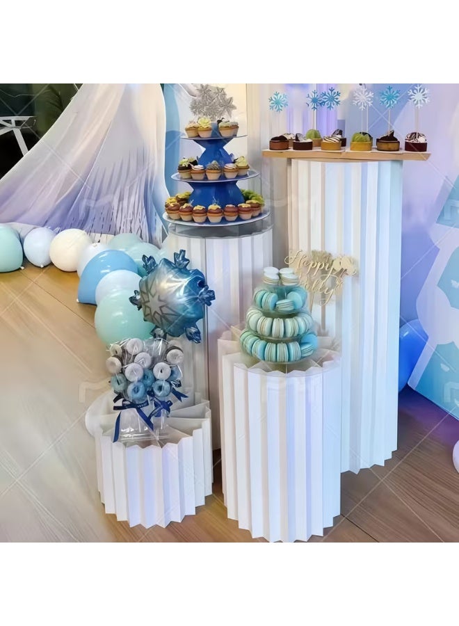 إيروريكس مجموعة 4 قطع - أسطوانة ورقية قابلة للطي لطاولة الحلوى لعيد الميلاد والزفاف - عمود روماني ديكوري قابل للطي لطاولة الحلوى، مناسب للزفاف وأعياد الميلاد والفعاليات والمناسبات، بدون لوح أكريليك، طاولة كيك، حامل عرض قابل للطي، منصة قابلة للطي، ديكور للحفلات، تنسيق فعاليات، عرض أنيق، ديكور خفيف الوزن، خامة متينة، مناسب لمنسقي الفعاليات - Image 1