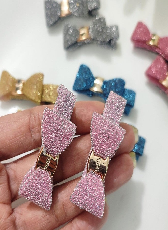 ZUGAD Hair Bow Clip, Girl Fancy Clip, Luxury Claw Hair Clip Glitter Design for Baby and Kids Girl, Toddler, 10 Pcs Head Accessory Trendy Fashionable (Age 2-12) (10 PC Glitter Hair Bow) - Image 3