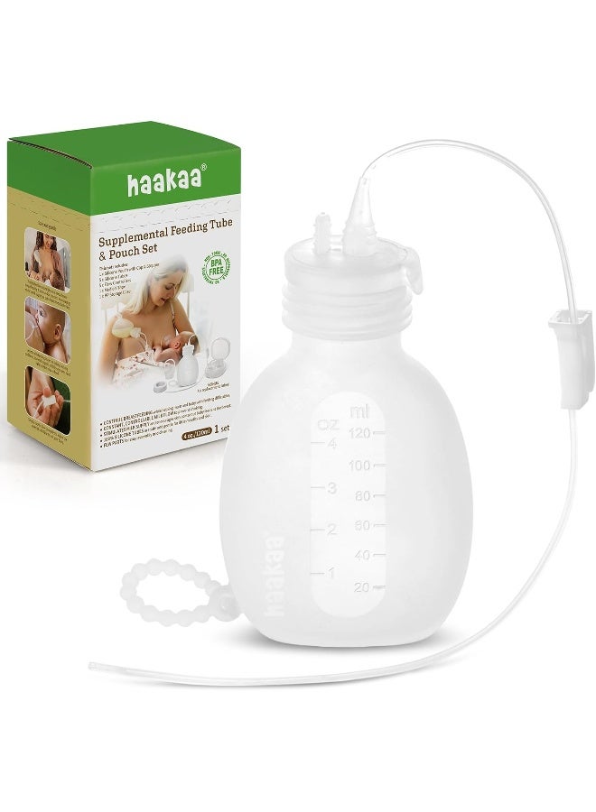 haakaa Supplemental Feeding Tube & Pouch Set, Baby Supplemental Nursing System, SNS Breastfeeding System, Food Grade Silicone - Image 1