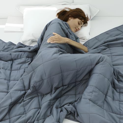 Weighted Idea Weighted Blanket for Adults (Dark Grey,48"x72",15lbs) Cooling Breathable Heavy Blanket with Premium Glass Beads All-Season Soft Thick Blanket - Image 1