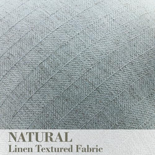 DEZENE 18x18 Linen Pillow Covers Steel Blue Pack of 2 Farmhouse Boho Neutral Accents Striped Textured Square Decorative Throw Pillow Cases for Living Room Couch Bed Home Decor - Image 3
